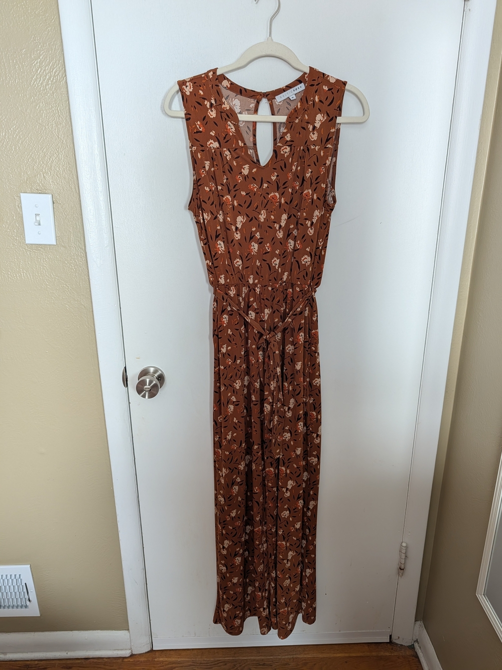 Baltic Born Rust Floral Sleeveless Romper with Tie
